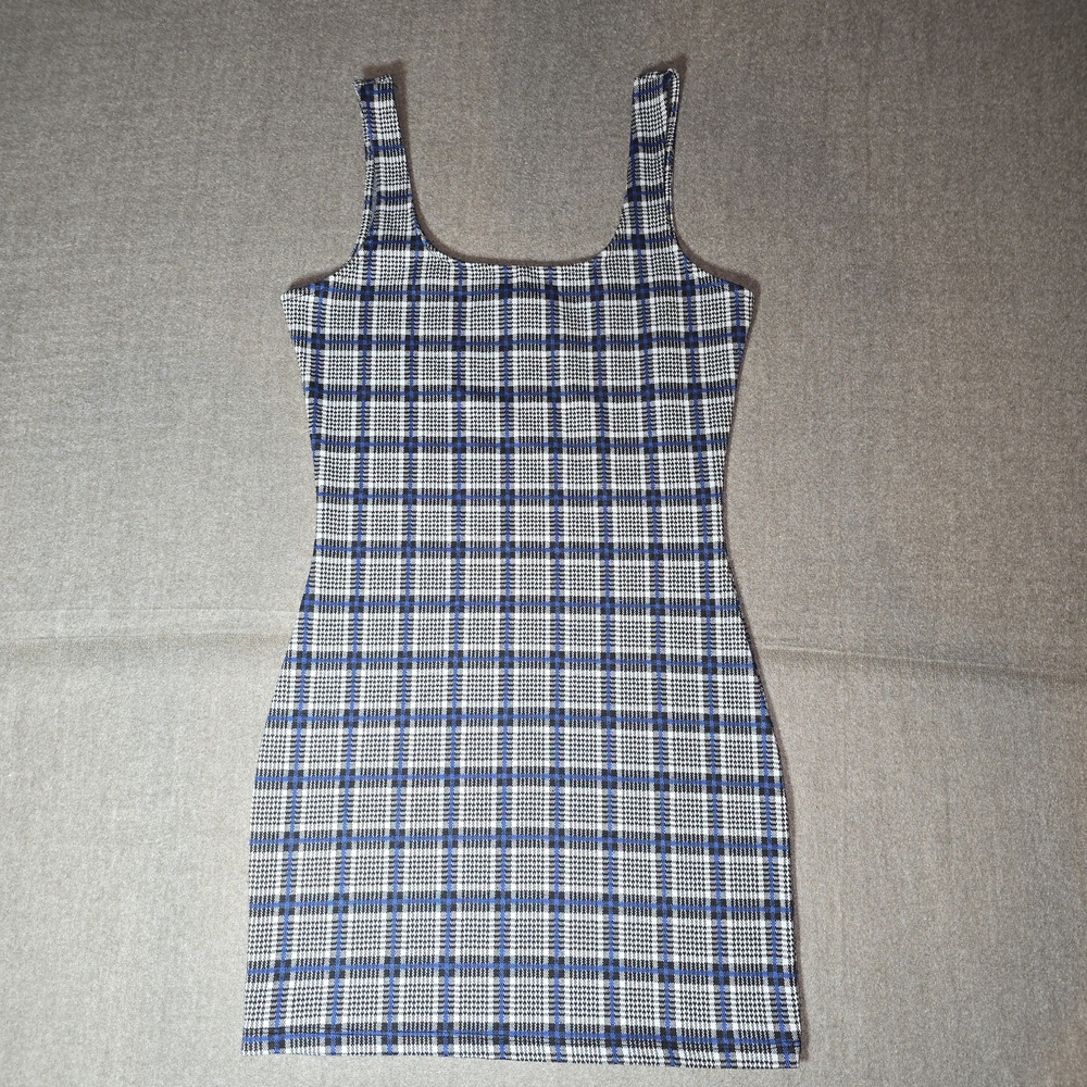 Forever 21 Navy and White Plaid Mini Dress Large